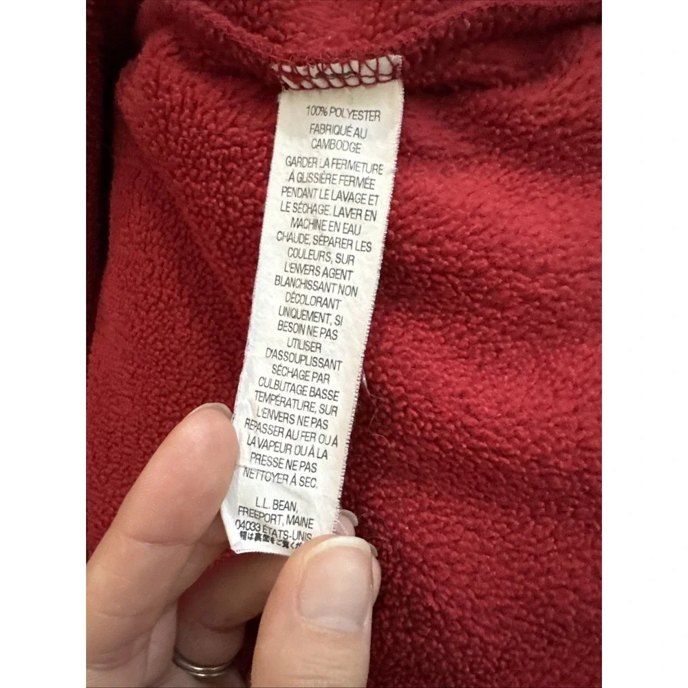 LL Bean Vintage Womens Winter Fleece Zip Up Housecoat Robe Size Med Petite Red